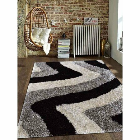 GLITZY RUGS 9 x 12 ft. Hand Tufted Shag Polyester Contemporary Rectangle Area Rug, Multi Color UBSK00047T0000A17